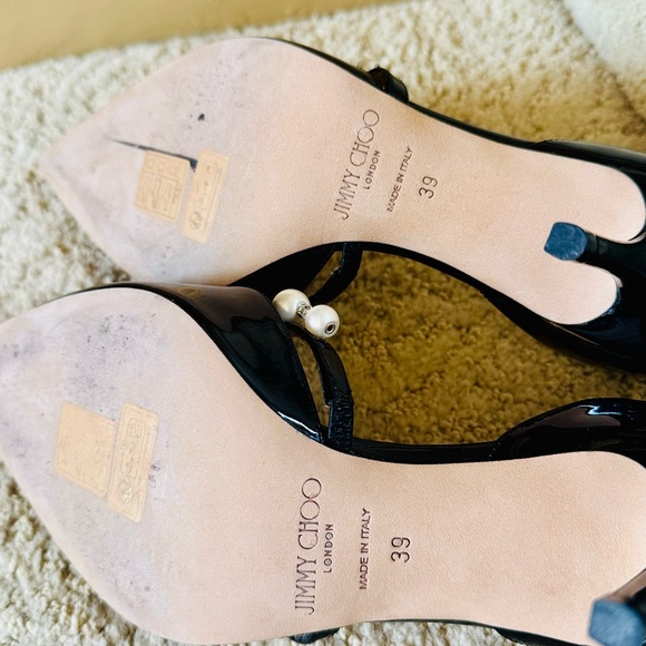 Jimmy Choo Black Heels with Pearl Accents - Picture 11 of 14